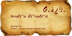 Orsós Árpád névjegykártya